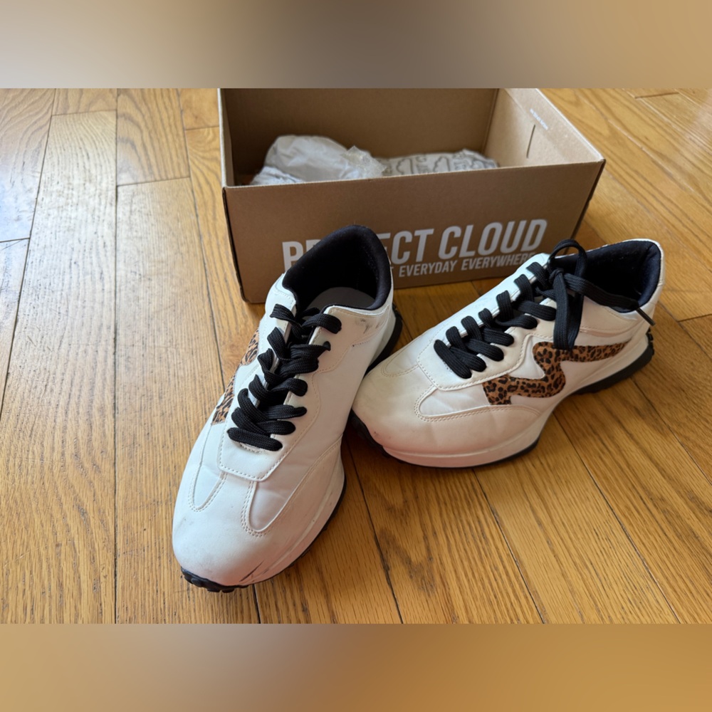 Project Cloud White Sneakers with Leopard Print Detail
